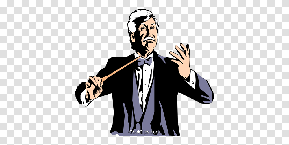 Conductor Leading Orchestra Royalty Free Vector Clip Art, Performer, Person, Magician, Suit Transparent Png