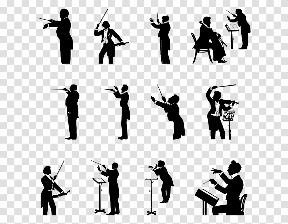 Conductor Music Silhouette Orchestra Concert Grafika Dyrygent, Gray, World Of Warcraft Transparent Png