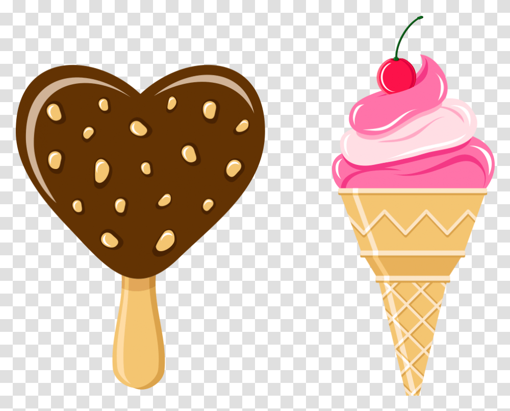 Cone Strawberry Chocolate Banana Ice Cream Strawberry On Cone, Dessert, Food, Creme, Sweets Transparent Png