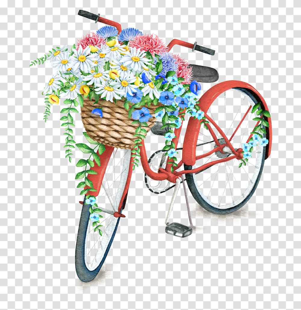 Conference Bicycle Christ Latter Flower In Bicycle Basket, Wheel, Machine, Vehicle, Transportation Transparent Png