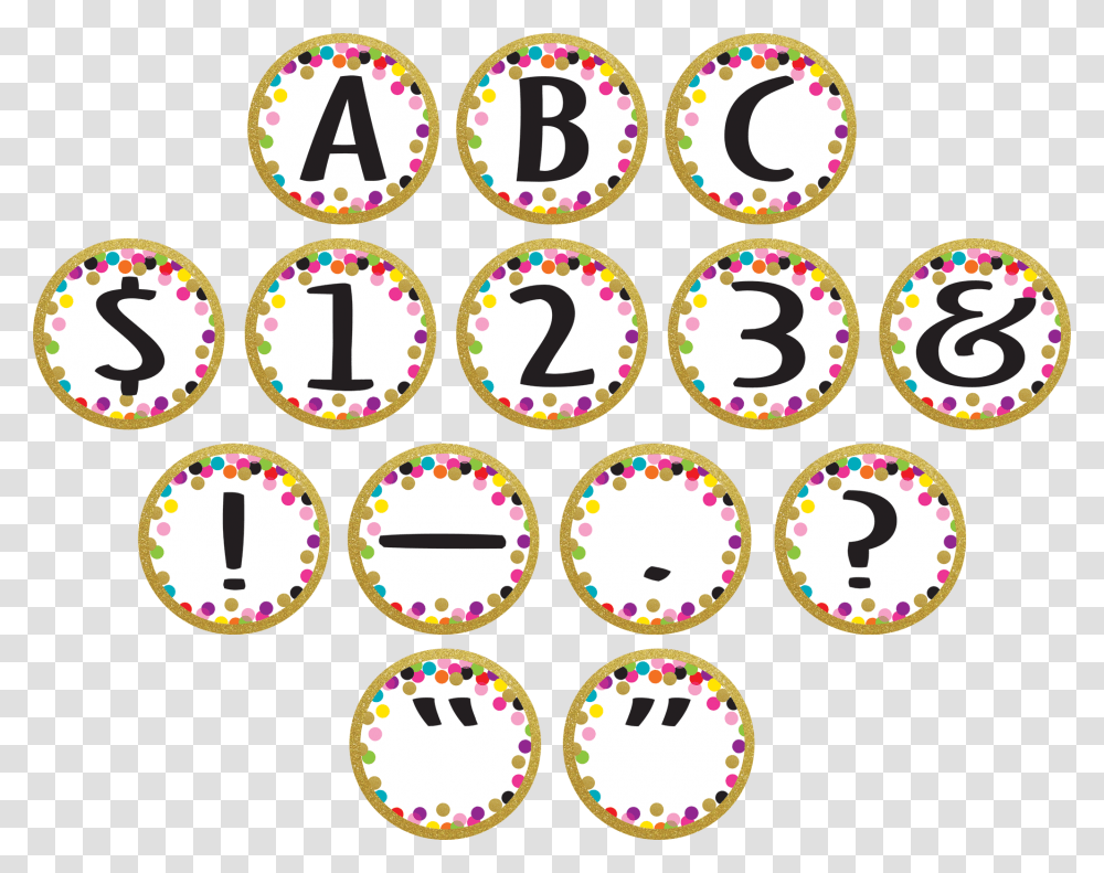 Confetti Circle Letters Confetti Classroom Circle Letters, Number, Rug Transparent Png