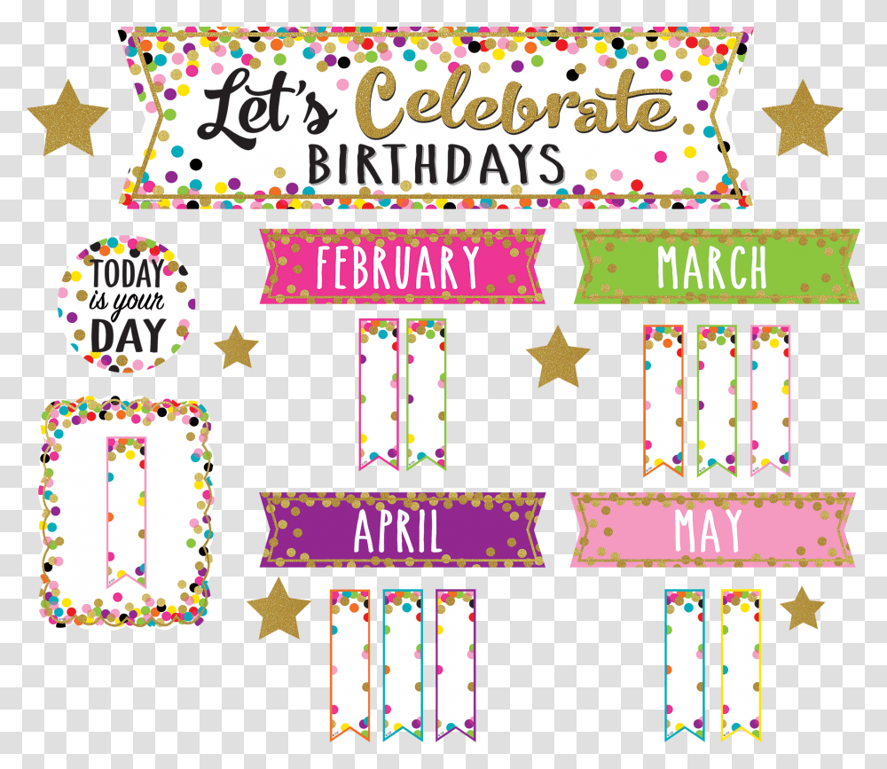 Confetti Lets Celebrate Birthdays Mini Bulletin Birthday Design Ideas For Bulletin Board, Paper, Alphabet, Flyer Transparent Png