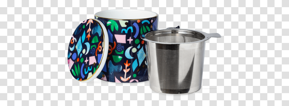 Confetti Mug With Infuser Navy Ceramic, Bowl, Milk, Beverage, Drink Transparent Png