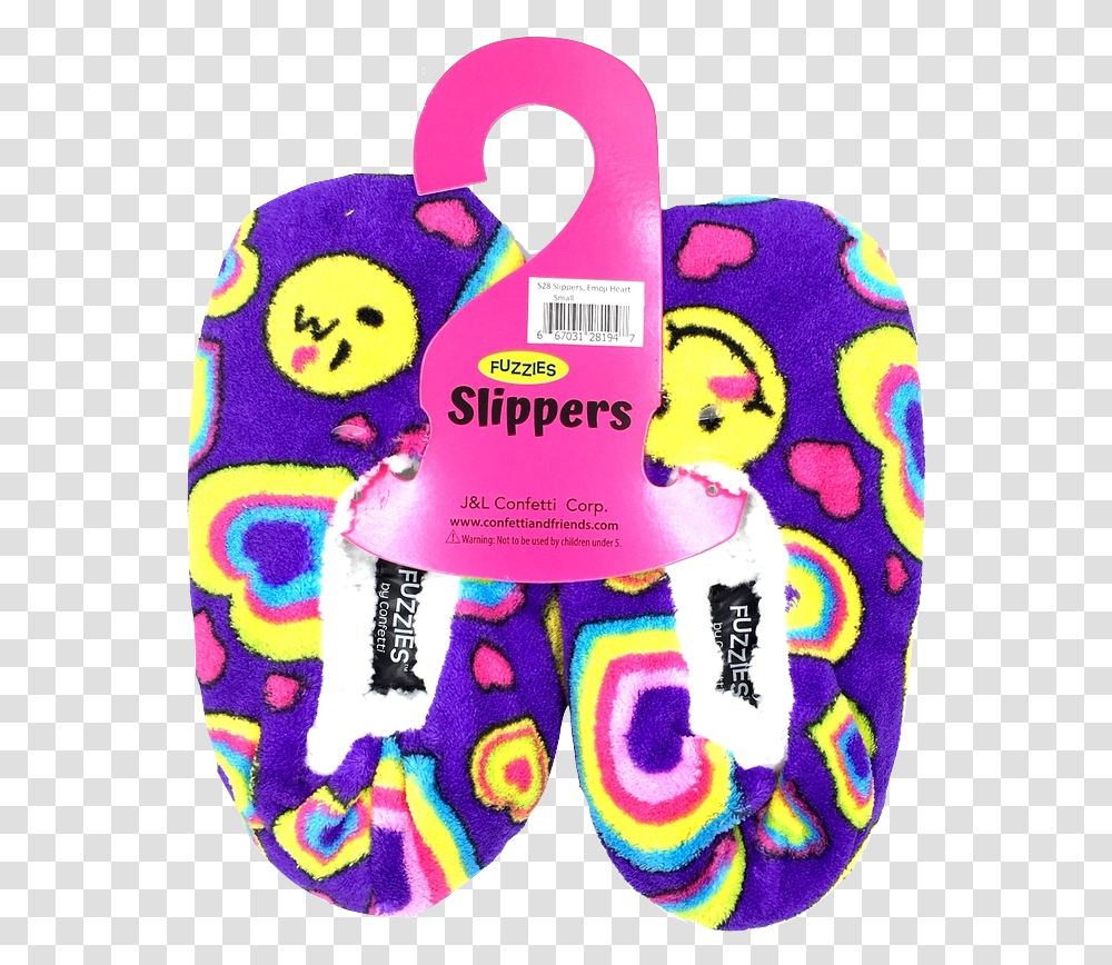 Confetti & Friends Emoji Heart Fuzzie Slippers Slipper, Clothing, Apparel, Applique, Purple Transparent Png