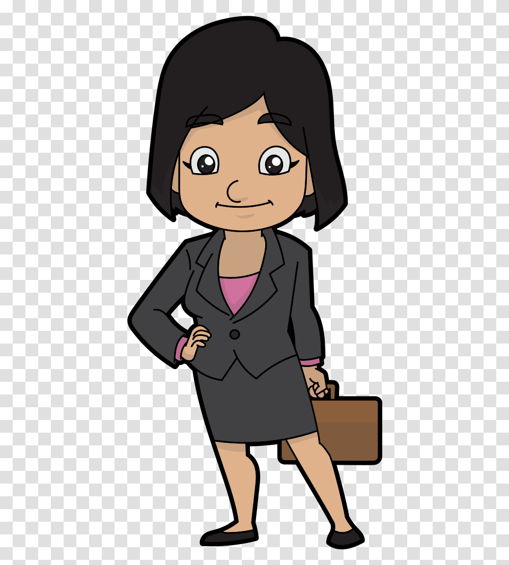 Confident Background Business Woman Free Cartoon, Suit, Overcoat, Person Transparent Png