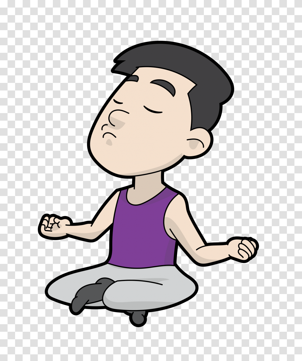 Confident Cartoon Man In Meditation, Person, Female, Girl, Stencil Transparent Png