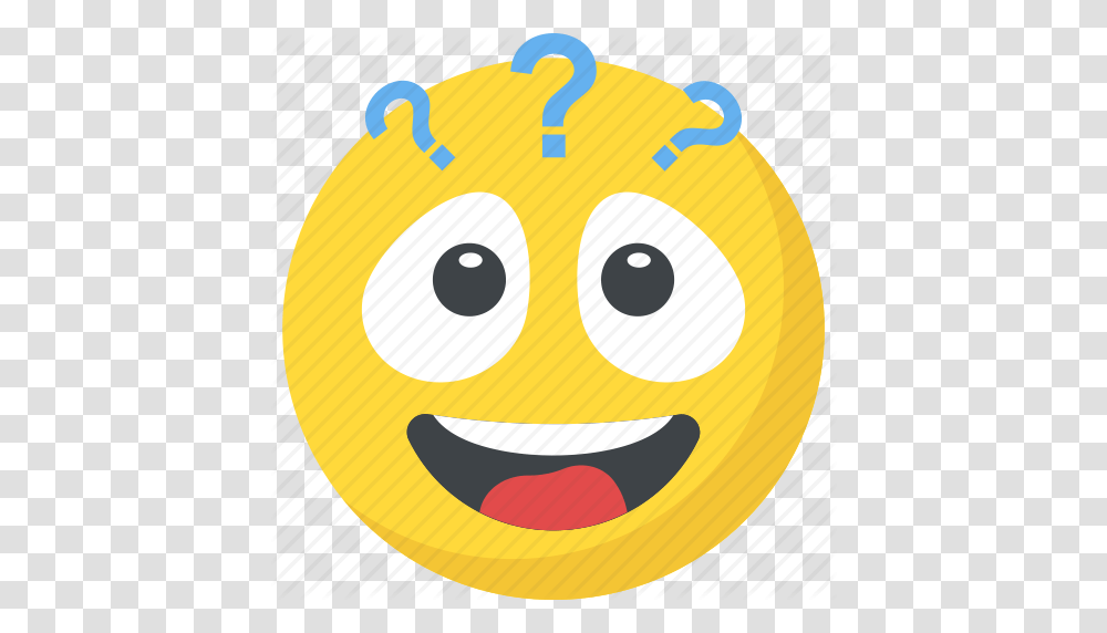 Confused Emoji Pondering Question Marks Smiley Icon, Label, Food Transparent Png