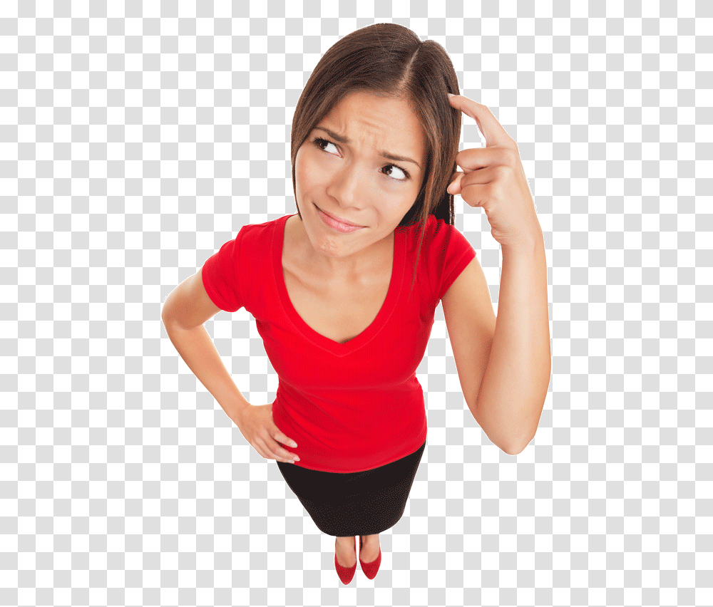 Confused Girl Smtg Woman Scratching Her Head, Person, Female, Finger Transparent Png