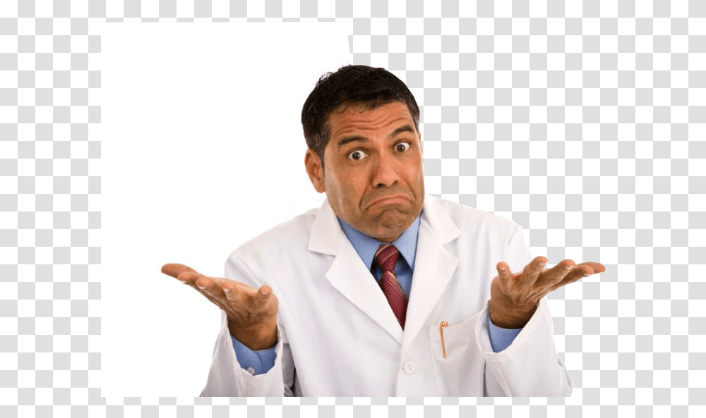 Confused Man Doctor I Don't Know, Tie, Person, Lab Coat Transparent Png