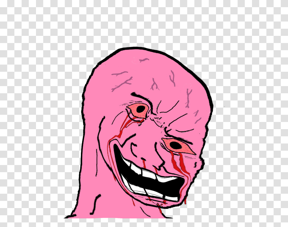 Confused Meme Face Pink Wojak, Head, Alien, Wildlife, Animal Transparent Png