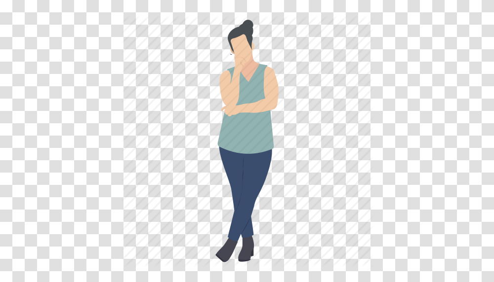 Confused Person Human Avatar Standing Lady Thinking Gesture, Female, Woman, Sleeve Transparent Png