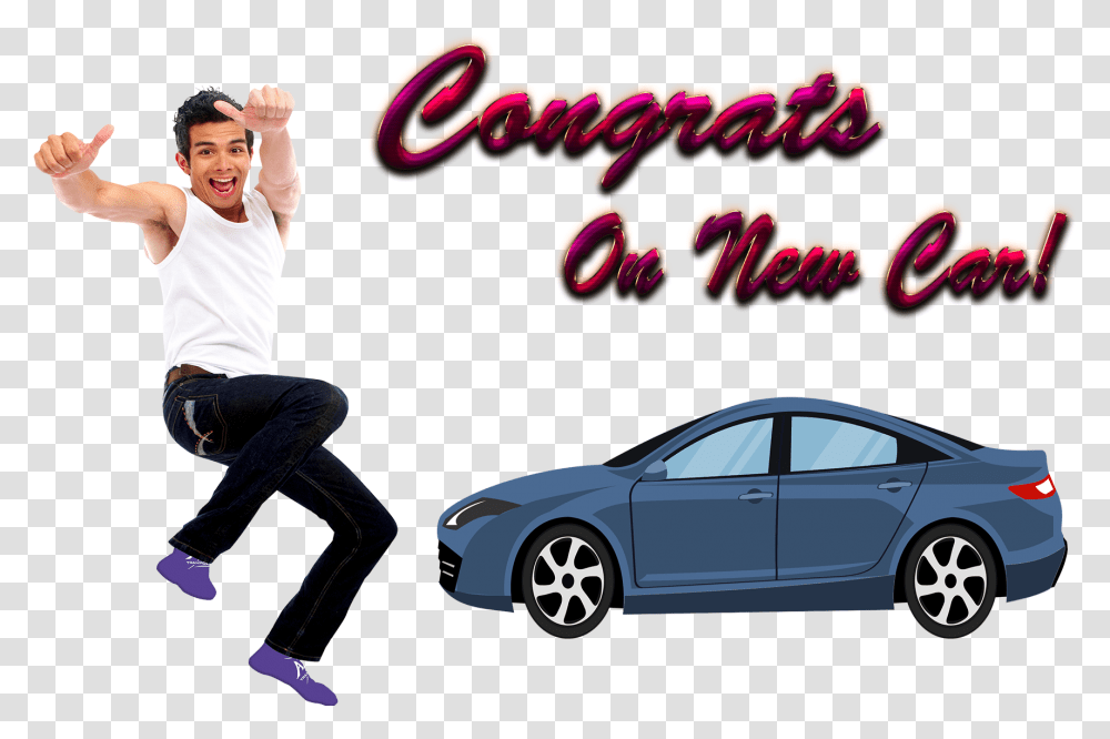 Congrats On New Car Free Background Man Dancing, Vehicle, Transportation, Person, Shoe Transparent Png