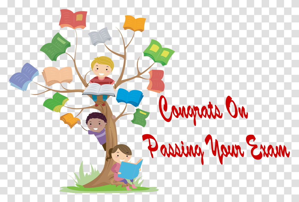 Congrats On Passing Your Exam Free Pic Book Tree, Elf, Mail Transparent Png