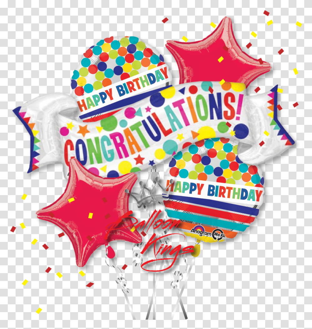 Congratulations Banner Bouquet Happy Birthday And Congrats Banner, Confetti, Paper, Graphics, Art Transparent Png