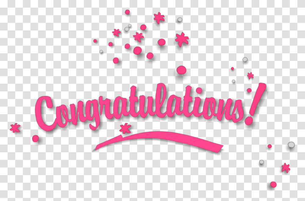 Congratulations Pink Award Celebrate Calligraphy, Paper, Confetti Transparent Png