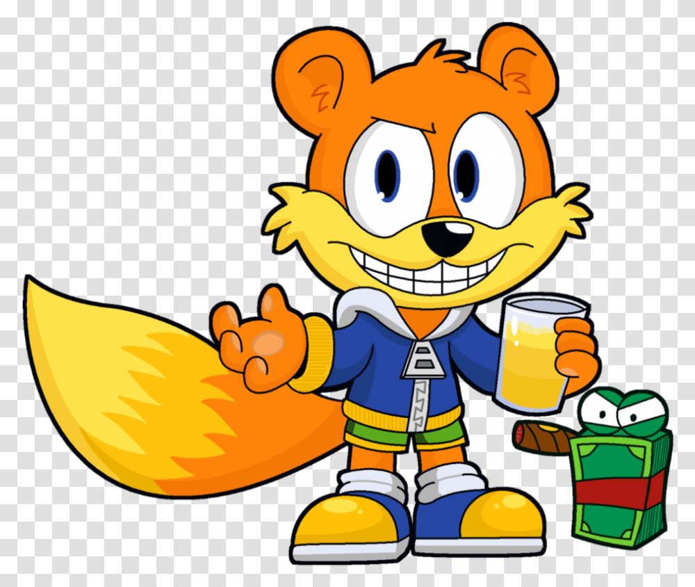 Conker The Squirrel By The Driz Conkers Squirrel Cartoon Conker, Beverage, Drink, Toy, Juice Transparent Png
