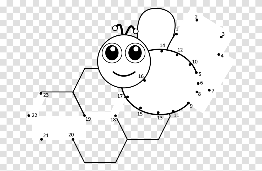 Connect The Dots Bee, Plot, Drawing, Doodle Transparent Png