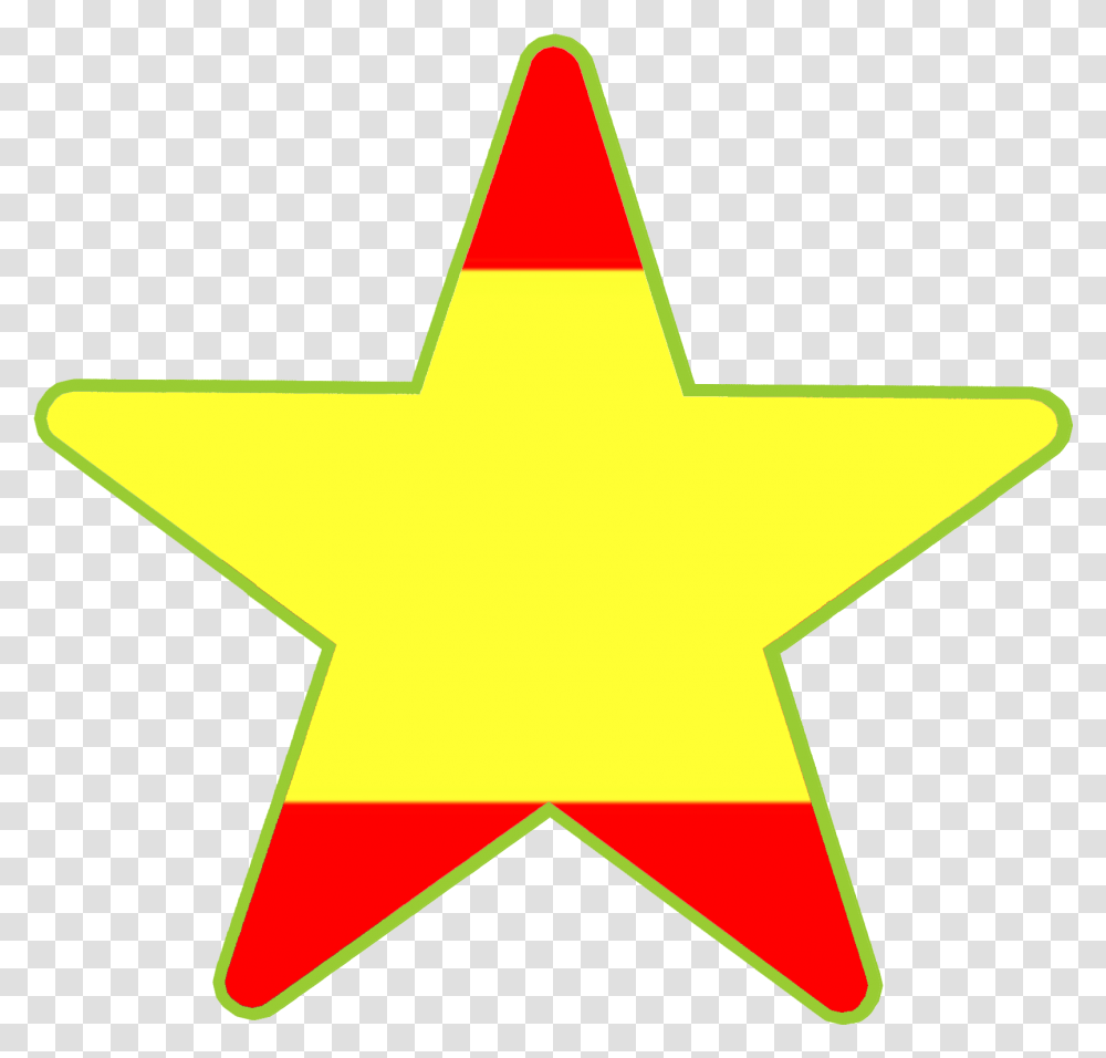 Connections Star Languages Spanish Flag Star Shape Spanish Flag, Symbol, Star Symbol, Axe Transparent Png