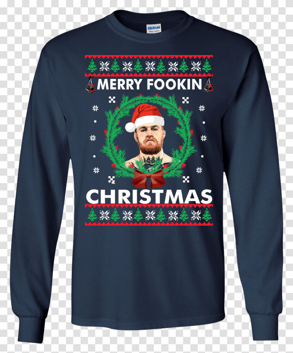 Conor Mcgregor Christmas Sweater Shirt Gender Reveal Purple And Blue Shirts, Sleeve, Clothing, Long Sleeve, Person Transparent Png