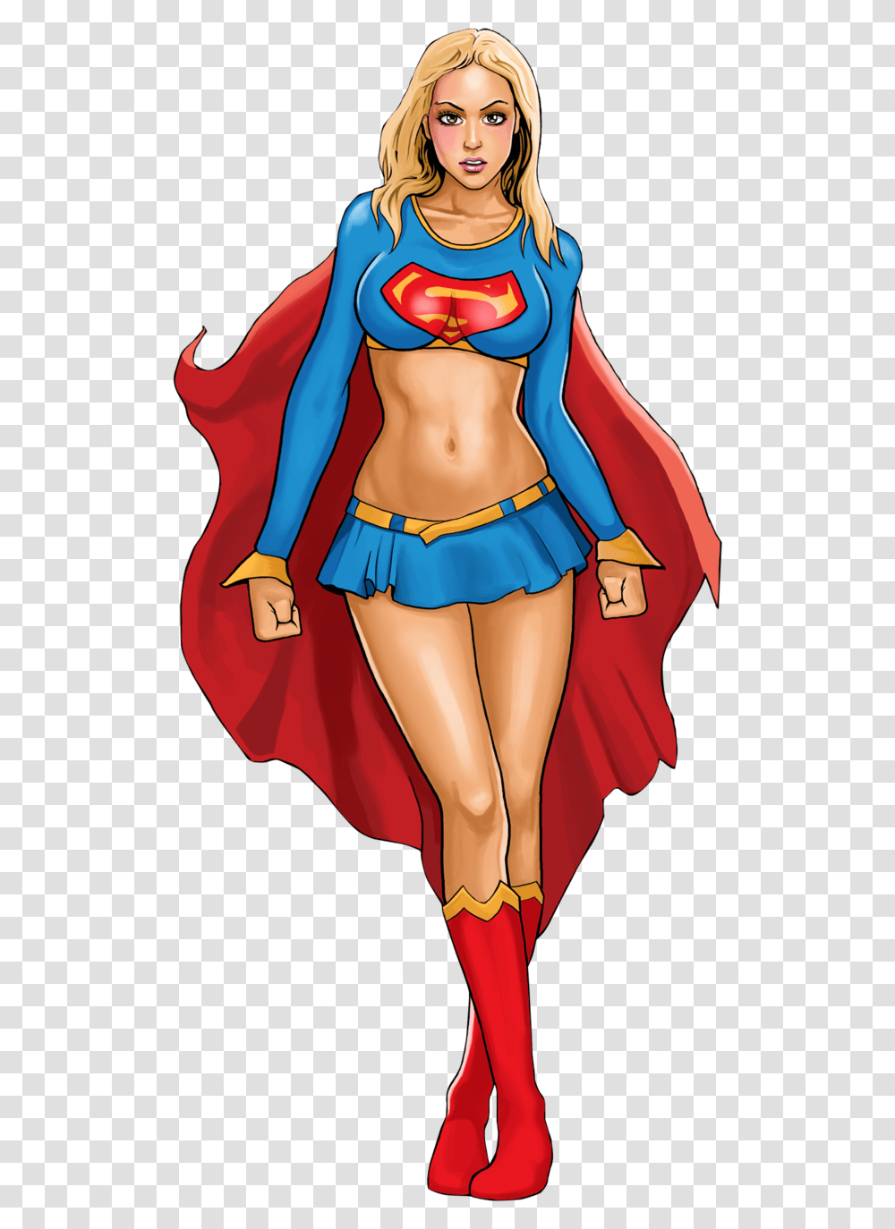 Considering A Supergirl Logo Flying Adult Supergirl Comic, Clothing, Costume, Person, Female Transparent Png