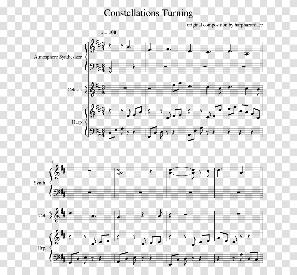 Constellations Turning Sheet Music Composed By Original Sheet Music, Gray, World Of Warcraft Transparent Png