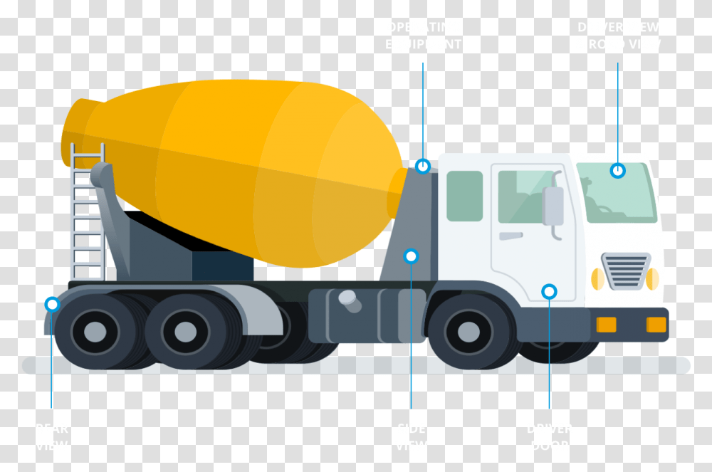 Construction Concrete Mixer, Trailer Truck, Vehicle, Transportation Transparent Png
