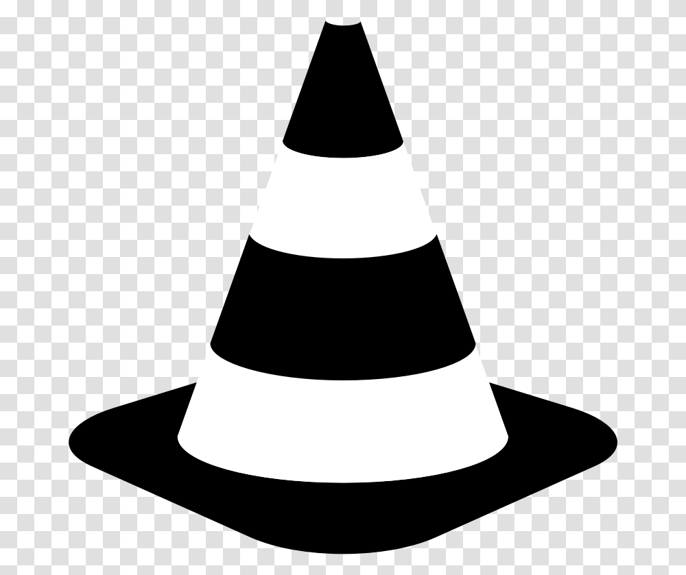 Construction Cone Black And White Traffic Cone, Lamp, Apparel, Party Hat Transparent Png