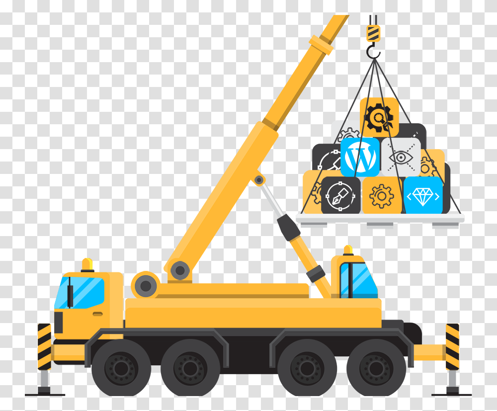 Construction Crane Clipart, Vehicle, Transportation, Truck, Bulldozer Transparent Png
