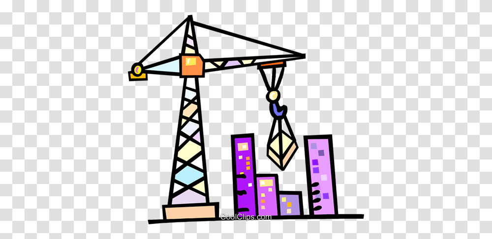 Construction Crane Royalty Free Vector Clip Art Illustration, Cable, Utility Pole, Transportation Transparent Png
