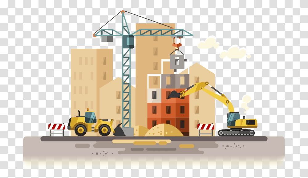 Construction Digital Marketing Building Construction Clipart, Construction Crane, Vehicle, Transportation, Tractor Transparent Png