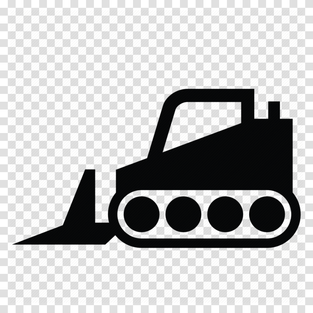 Construction Equipment Clipart Black And White Construction, Tractor, Vehicle, Transportation, Bulldozer Transparent Png