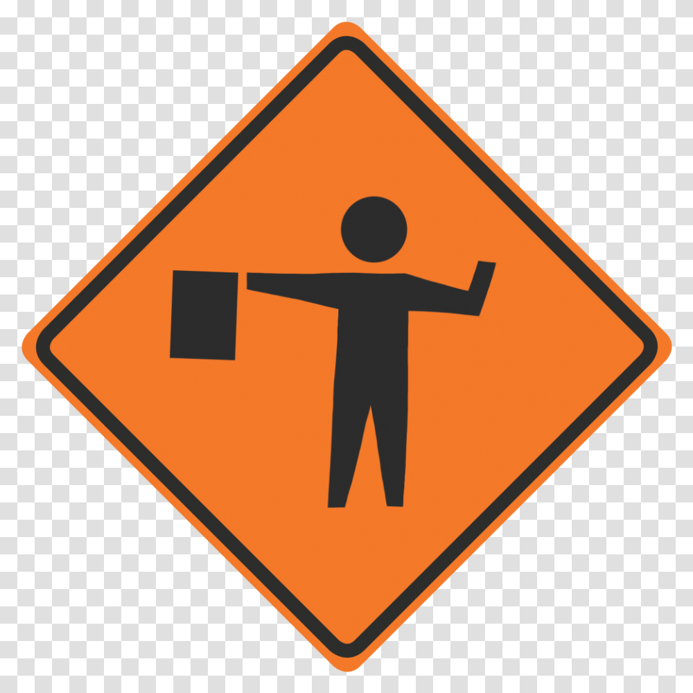 Construction Flagger Sign Clipart Download Construction Flagger Sign, Road Sign, Stopsign Transparent Png