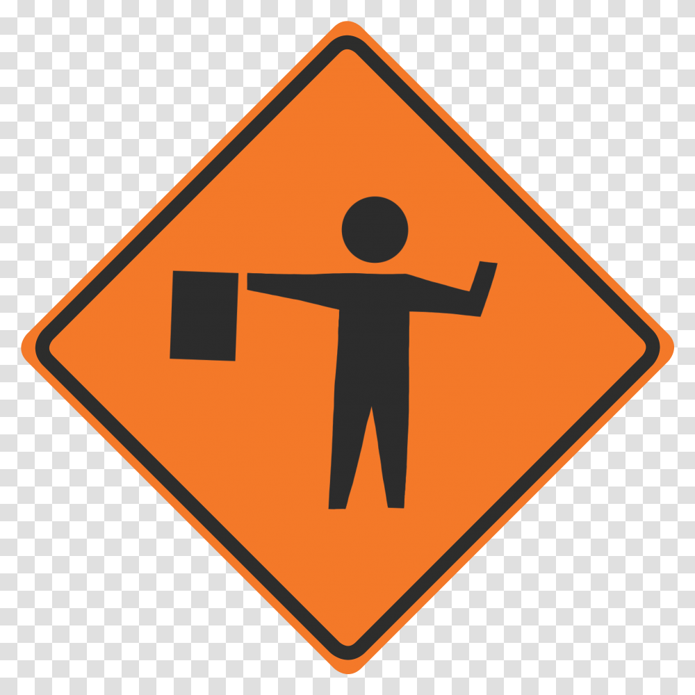 Construction Flagger Sign, Road Sign, Stopsign Transparent Png