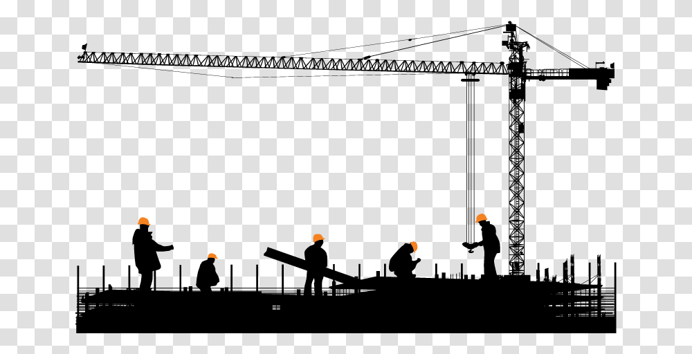 Construction Images Silhouette Buildings Construction Illustration, Construction Crane, Person, Human, Parliament Transparent Png