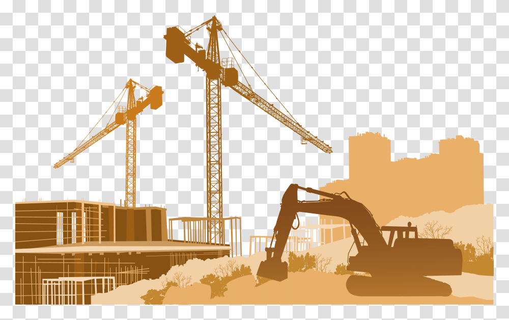 Construction Site Vector, Construction Crane Transparent Png