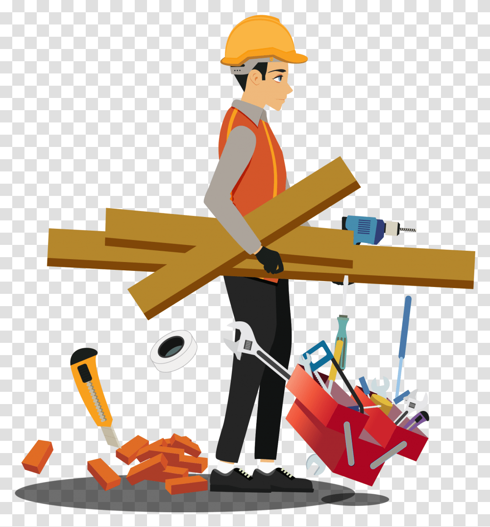 Construction Tools Clipart Clip Art Construction Worker, Person, Carpenter, Transportation, Vehicle Transparent Png