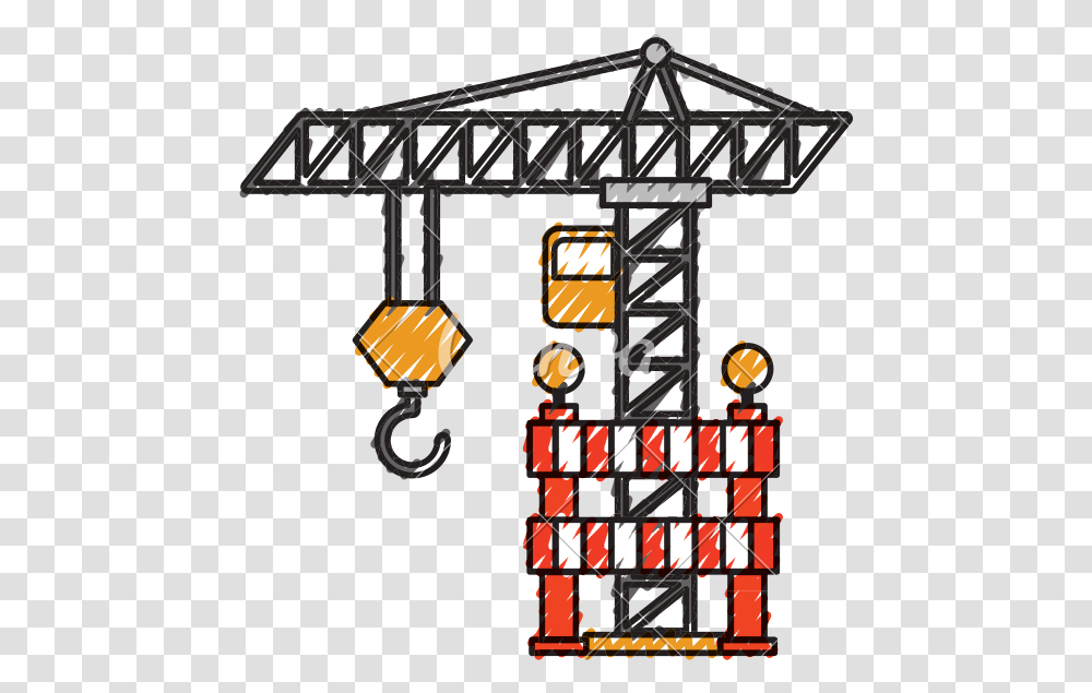 Construction Tower Crane Barricade Caution Tower Crane Work Clipart, Construction Crane, Light Transparent Png