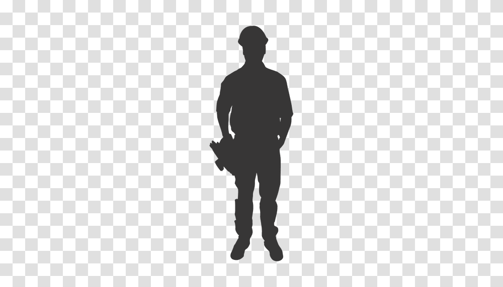 Construction Worker Carrying Tools, Silhouette, Person, Standing, Military Uniform Transparent Png