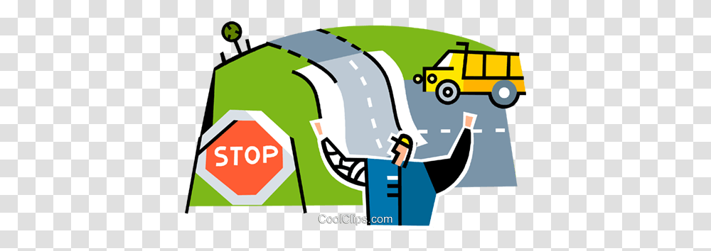 Construction Worker Directing Traffic Royalty Free Vector Clip Art, Sign, Road Sign, Stopsign Transparent Png