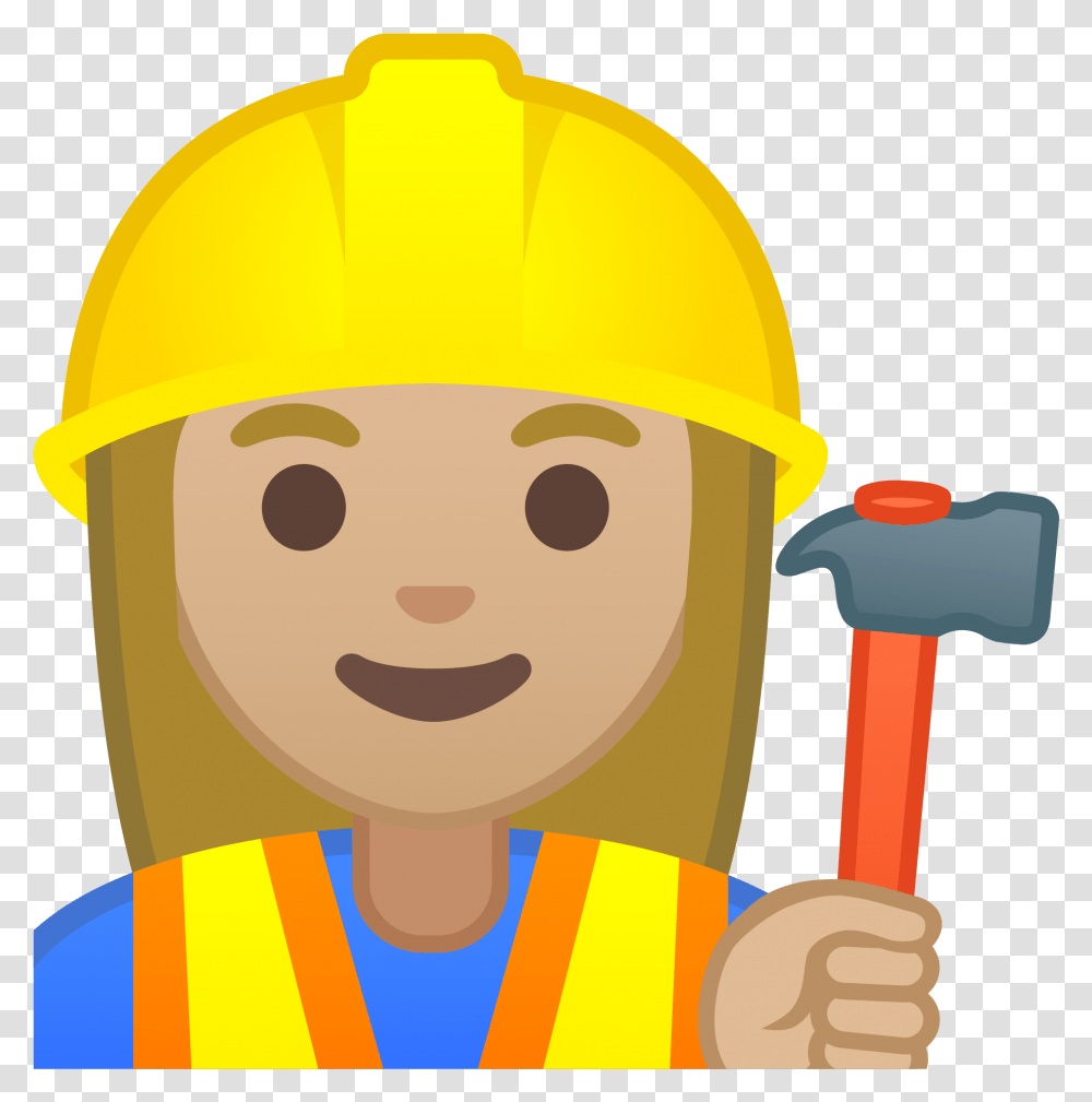 Construction Worker Emoji Download Woman Construction Worker Emoji, Apparel, Hardhat, Helmet Transparent Png