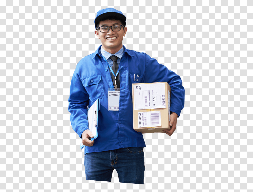 Construction Worker, Person, Human, Package Delivery, Carton Transparent Png