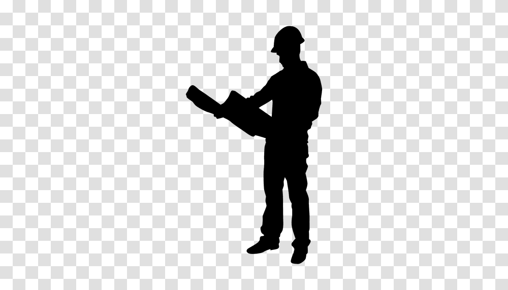 Construction Worker Plan Reading Silhouette, Person, Human, Kicking, Ninja Transparent Png