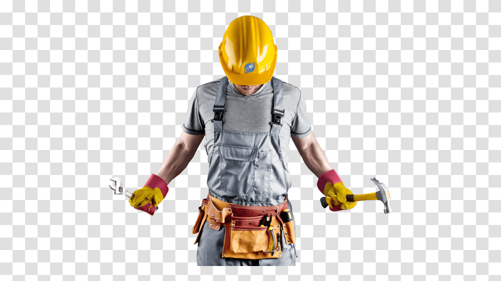 Construction Worker With Tool Belt Amp Box, Person, Human, Apparel Transparent Png