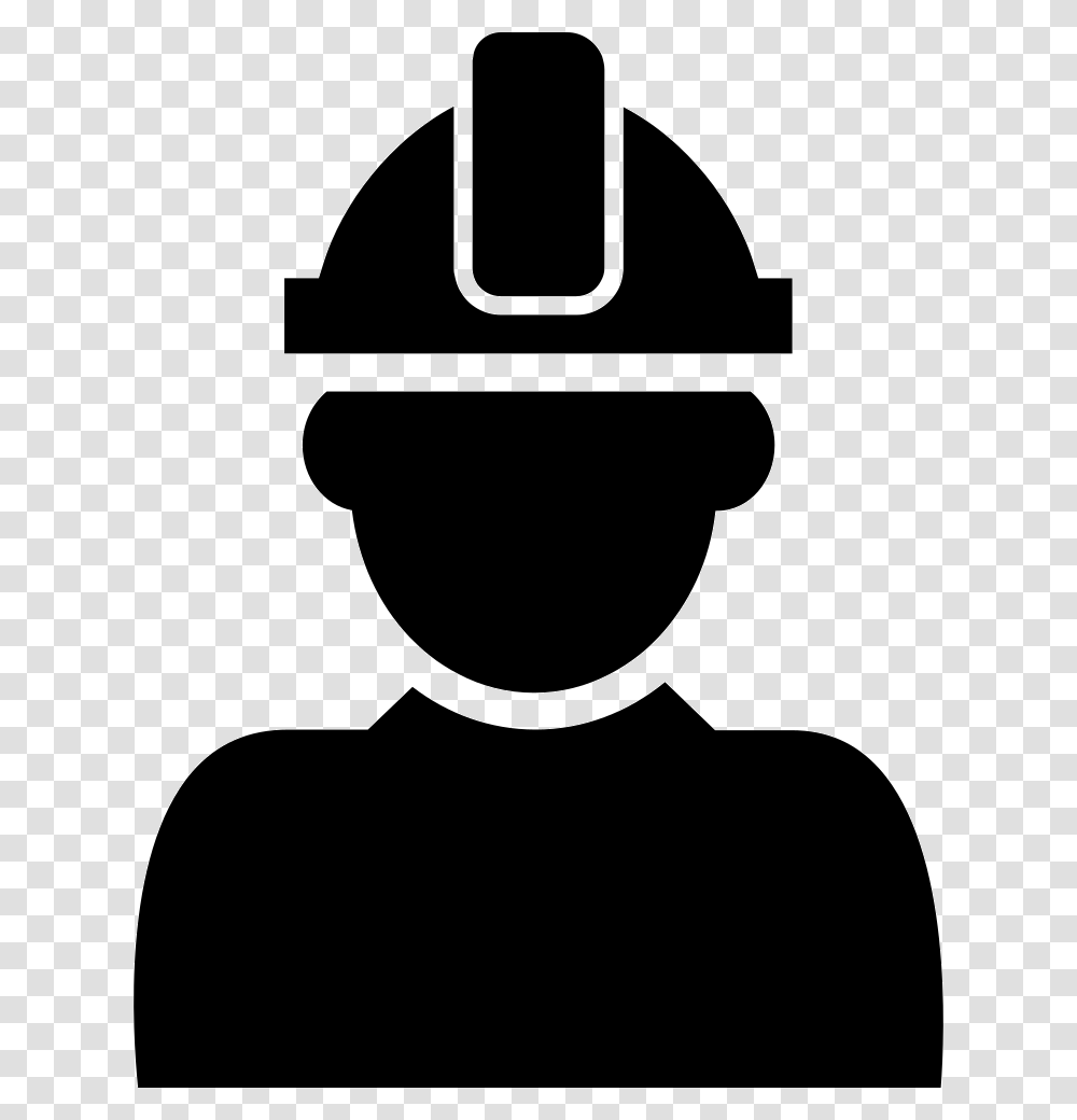 Constructor With Hard Hat Protection On His Head Man With Hard Hat Icon, Silhouette, Stencil, Label Transparent Png