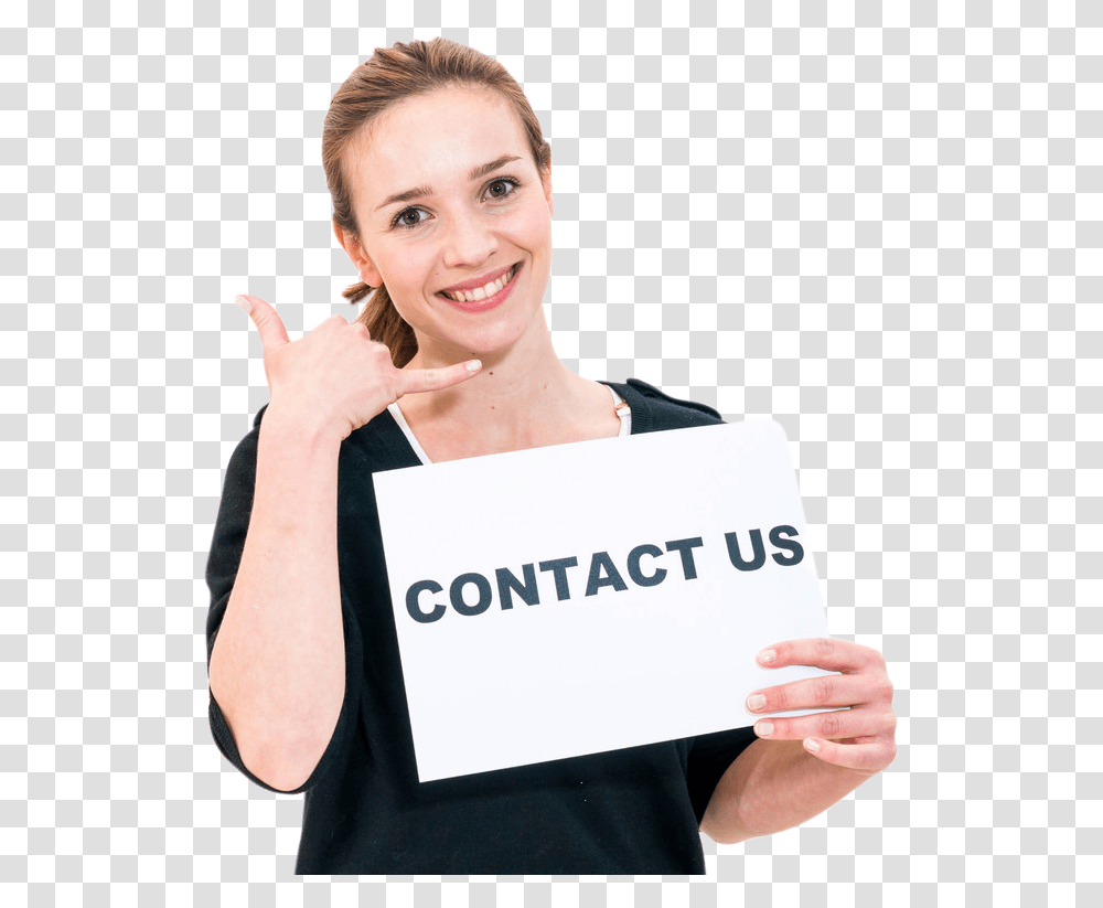 Contact Us Girl, Person, Female, Arm Transparent Png