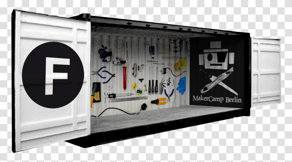 Container Flag Inside Company Doors Maker Space In Shipping Containers, Clock Tower, Appliance, Electronics, Air Conditioner Transparent Png