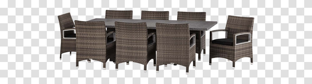 Contempo 9 Piece Dining Setting Wicker, Furniture, Chair, Table, Tabletop Transparent Png