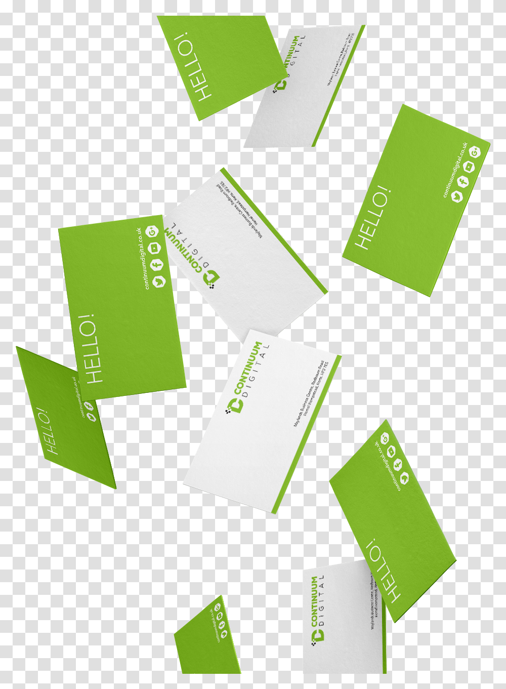 Continuum Digital Green Business Cards Falling Business Card Green Transparent Png