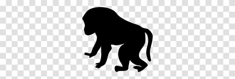 Contour Baboon Clip Art, Silhouette, Wildlife, Animal, Mammal Transparent Png