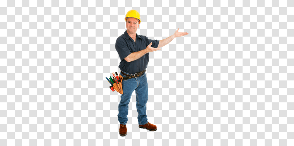 Contractor Construction Worker, Person, Hardhat, Pants Transparent Png